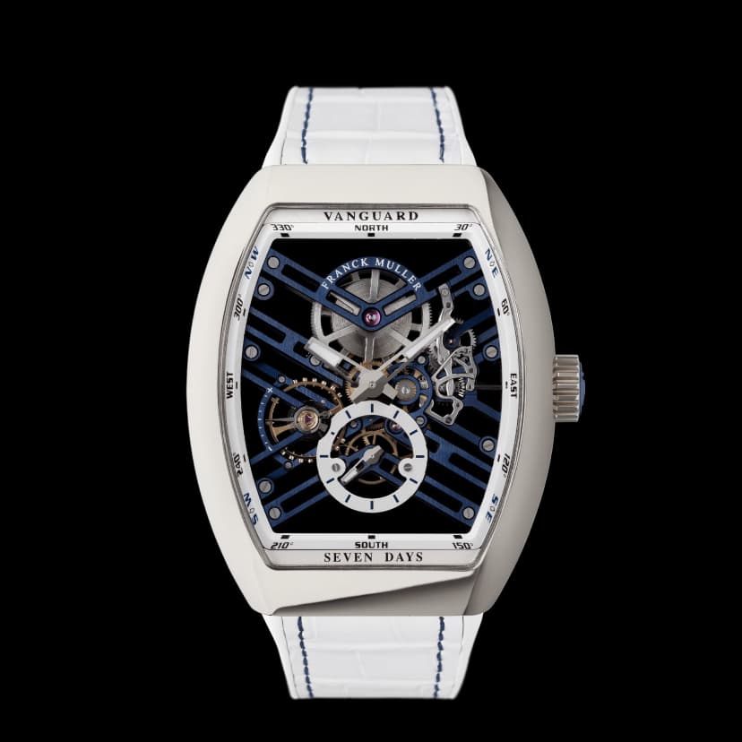 フランク ミュラー ヴァンガード 7デイズ パワーリザーブ スケルトン V45S6SQTJ ACBL – FRANCK MULLER