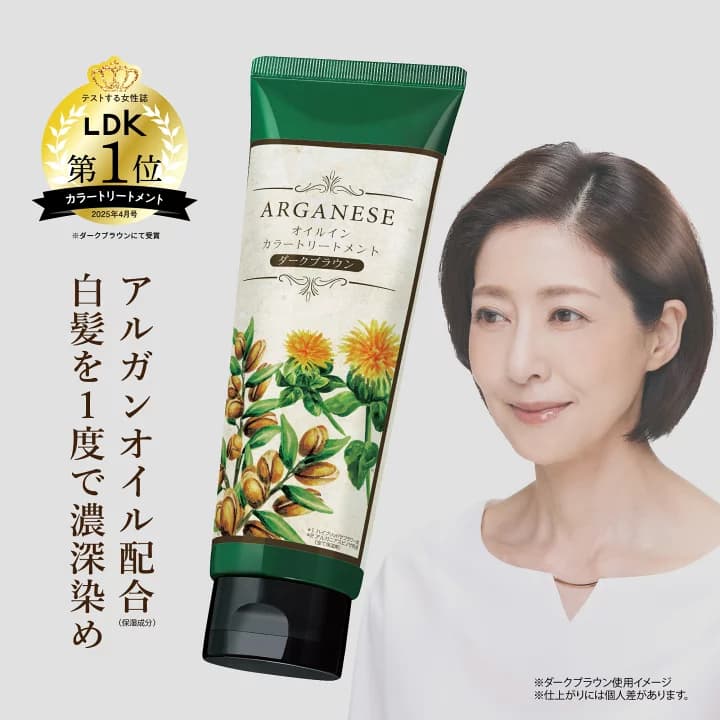 【楽天市場】【 LDKベストバイ 1位受賞！】 アルガネーゼ オイルインカラートリートメント 180g (ブラシ付き) ダークブラウン ナチュラルブラウン ヘア カラートリートメント 白髪染め トリートメント ジアミンフリー ノンジアミン 白髪ケア アルガンオイル 母 誕生日 プレゼント ギフト：かがやくコスメ 公式ショップ