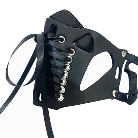 【th61】レースアップのマスク型フェイスガード　ブラック　リボン大好き女子必見　240号 / vvstore