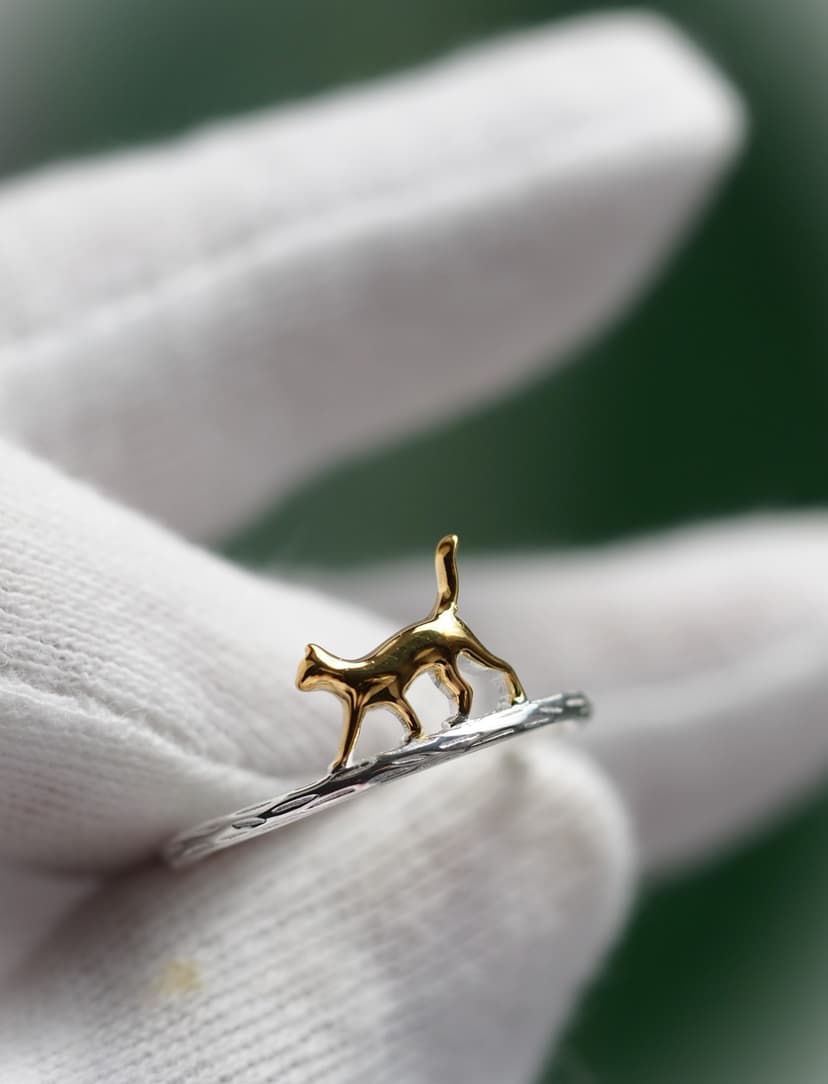 S925　2カラー猫シルエットリング（固定サイズ） 指輪・リング ケロリン堂 通販 16864976｜Creema(クリーマ)