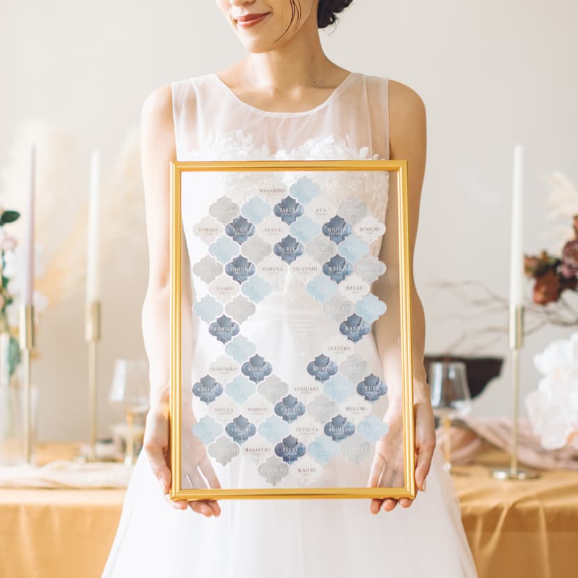✨特殊掲載✨モロッカンタイル風　ゲスト参加型 アクリル結婚証明書　A4・B4・A3サイズ / 10〜102名様まで ウェルカムボード LIB (リブ) 通販 10857491｜Creema(クリーマ)