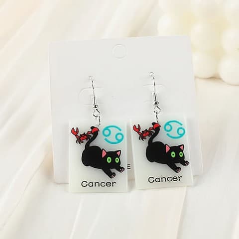 【30%OFF!!SALE】【＃kawaiiiii!】【Cancer 蟹座】猫×星座 ＜蓄光ピアス＞ / vvstore