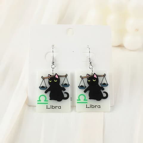 【＃kawaiiiii!】【Libra 天秤座】猫×星座 ＜蓄光ピアス＞ / vvstore