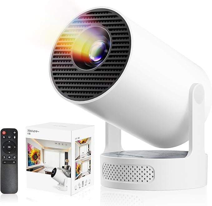 プロジェクター 家庭用 超小型 【2025アップグレード版Android TV14.0搭載＆270°回転＆HiFi外部スピーカー】 27000LM 1080P 4K対応 短距離投影 高輝度 天井投影 Wi-Fi6 大画面 自動台形補正 操作簡単 軽量Bluetooth5.4 IOS/Android/パソコン/DVD/PS機/SWITCH接続可 日本語取扱説明書 プレゼントに最適