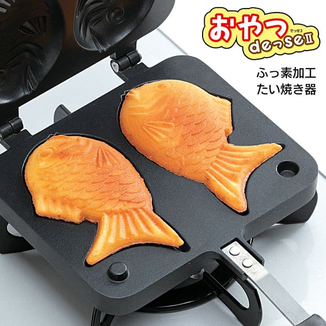 【楽天市場】【マラソン中P5倍】たい焼き器 ガス火専用 たい焼き たい焼きづくり フッ素加工 ふっ素加工 家庭用 卓上 ガスコンロ専用 取りやすい 2個 家庭用 おやつ おやつDEっせ2 たいやき タイ焼き フライパン 【◎80】/ふっ素加工たい焼き器：TOKUTOKU